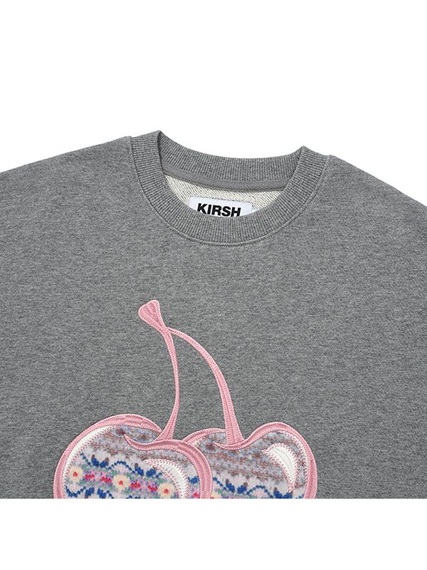 MUSINSA | KIRSH Big Cherry Applique Sweatshirt [Melange Grey]