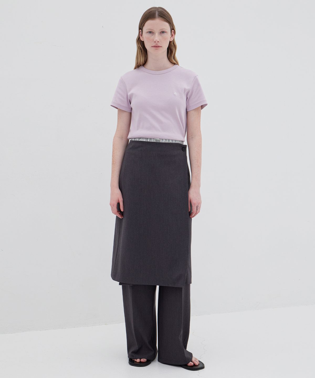 르바(LEVAR) Double Layered Slacks - Charcoal