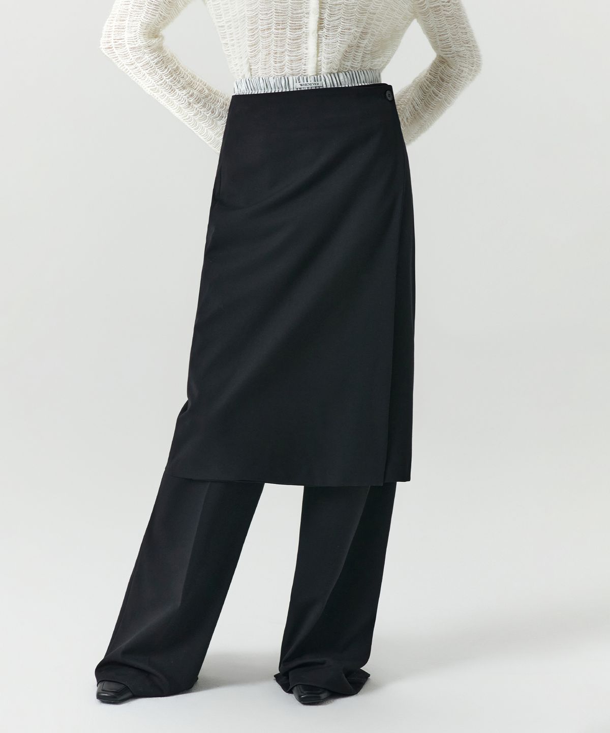 르바(LEVAR) Double Layered Slacks - Black