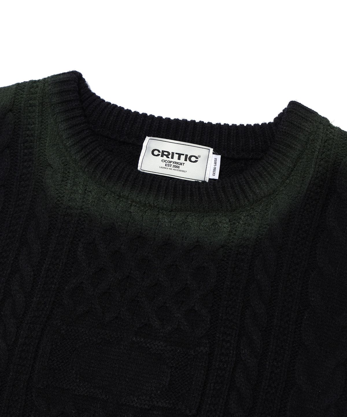 크리틱(CRITIC) WORMHOLE SPRAY CABLE KNIT BLACK