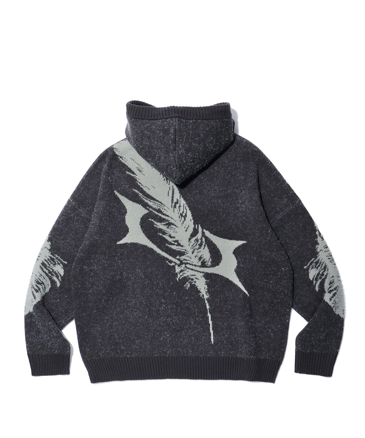 크리틱(CRITIC) FEATHER WORMHOLE HOODIE KNIT CHARCOAL