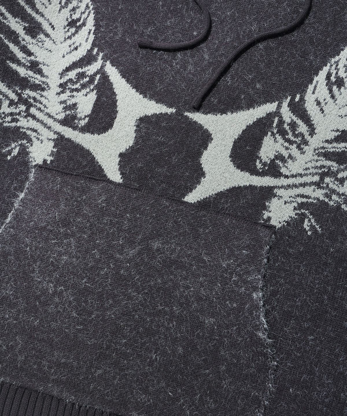 크리틱(CRITIC) FEATHER WORMHOLE HOODIE KNIT CHARCOAL