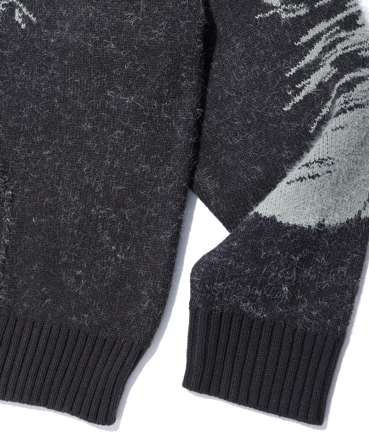 크리틱(CRITIC) FEATHER WORMHOLE HOODIE KNIT CHARCOAL