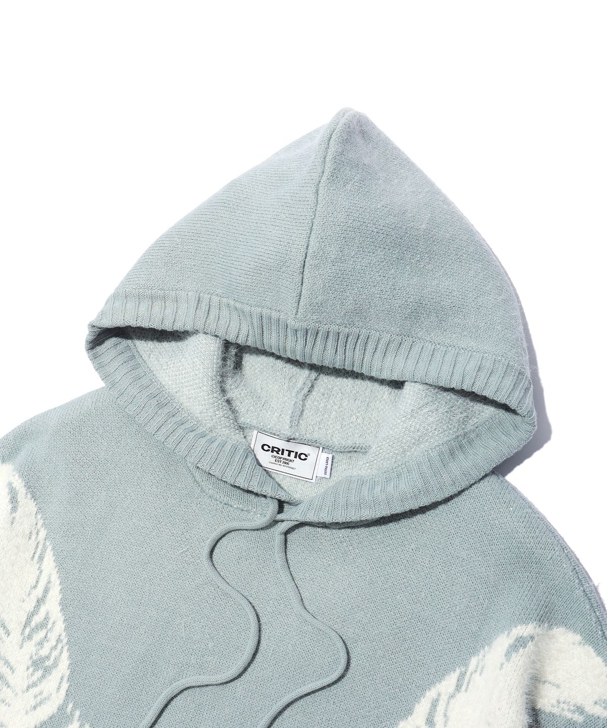 크리틱(CRITIC) FEATHER WORMHOLE HOODIE KNIT SKY BLUE