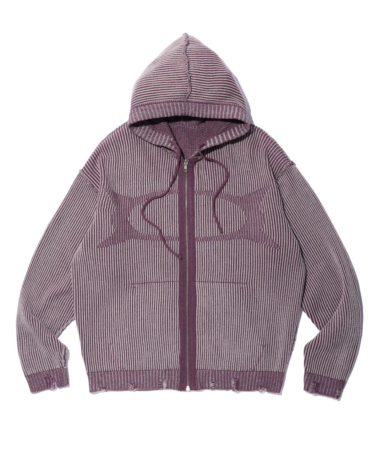 크리틱(CRITIC) WORMHOLE KNIT HOOD ZIP UP PINK