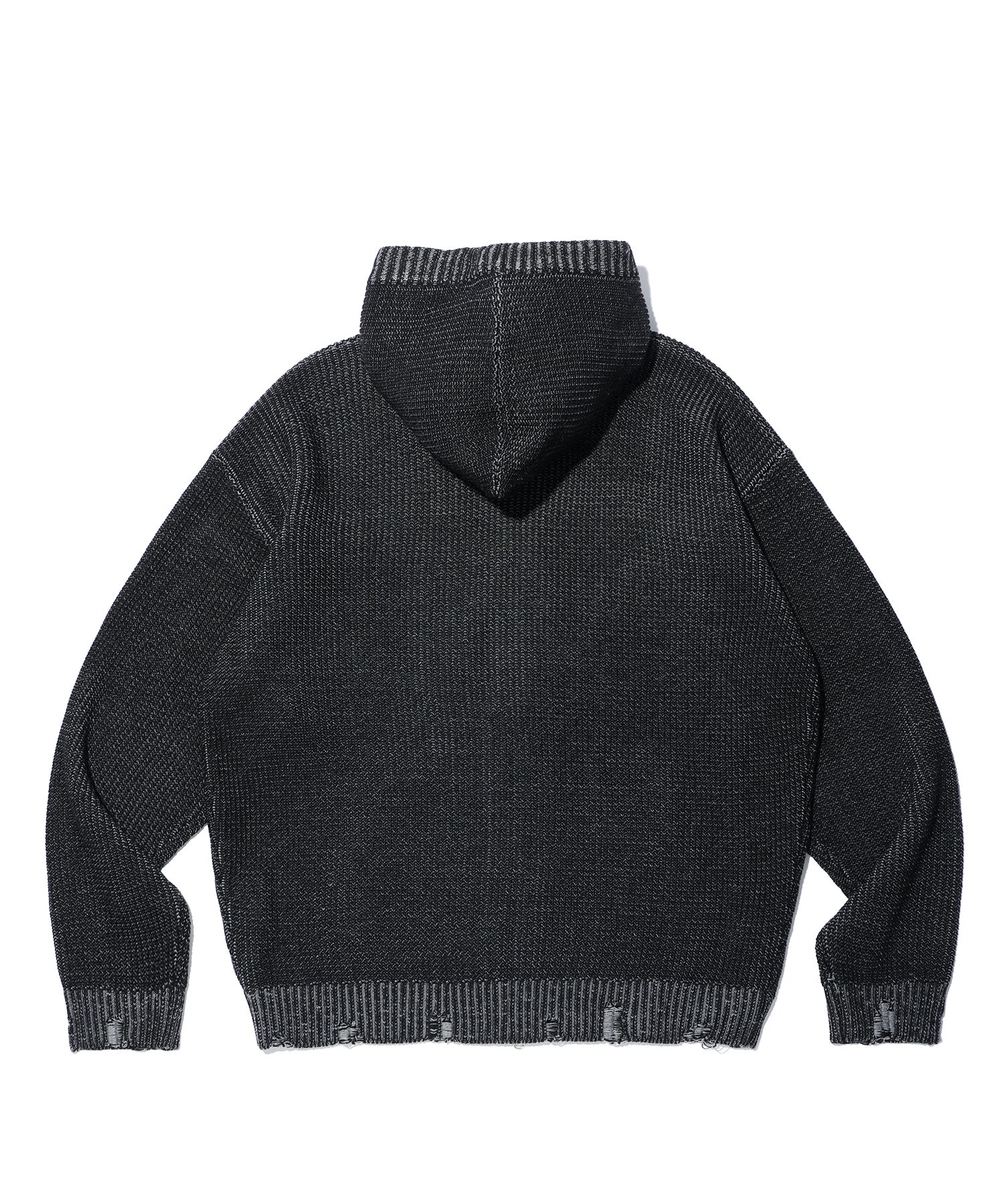 MUSINSA | CRITIC WORMHOLE KNIT HOOD ZIP UP CHARCOAL