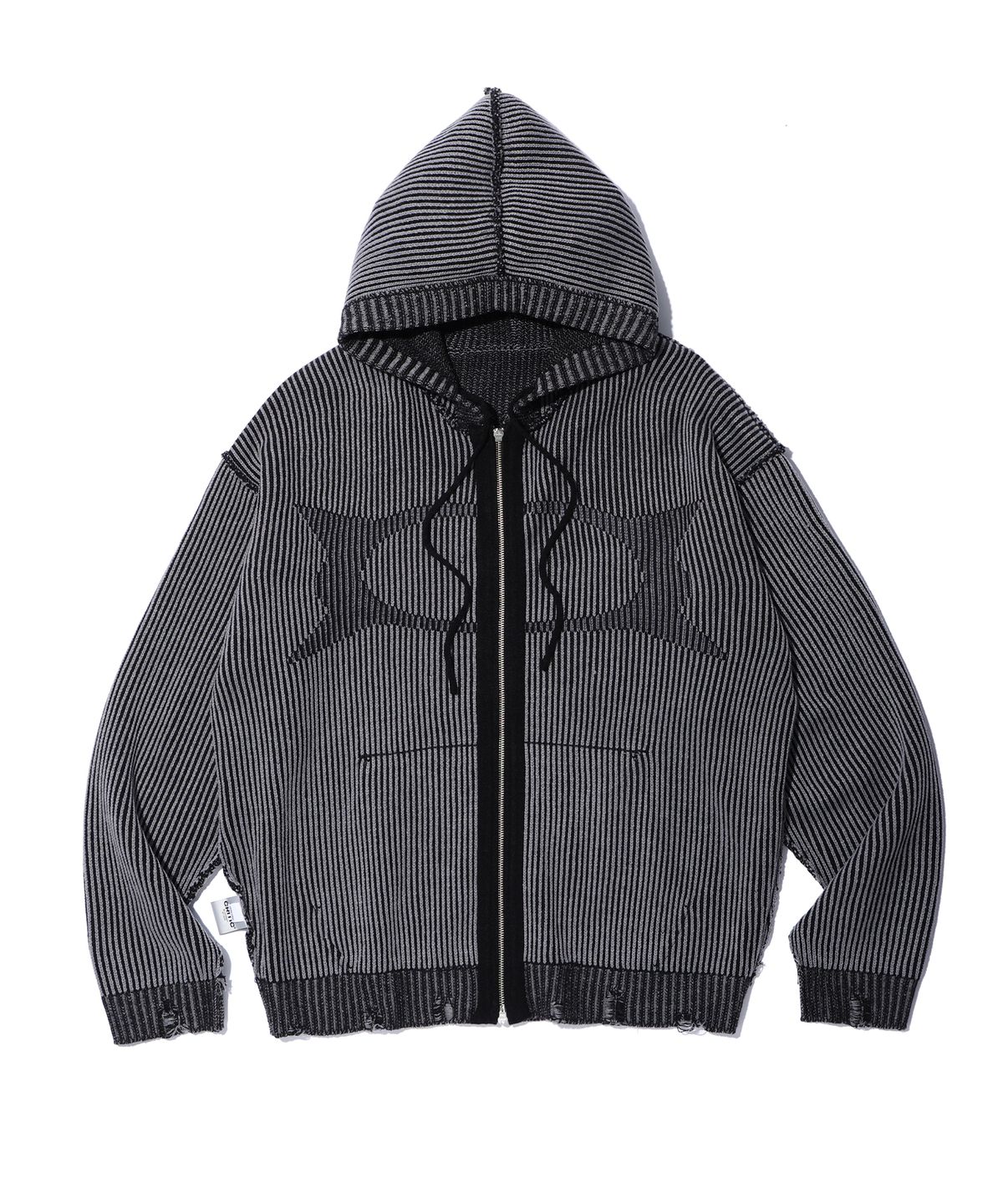 크리틱(CRITIC) WORMHOLE KNIT HOOD ZIP UP CHARCOAL