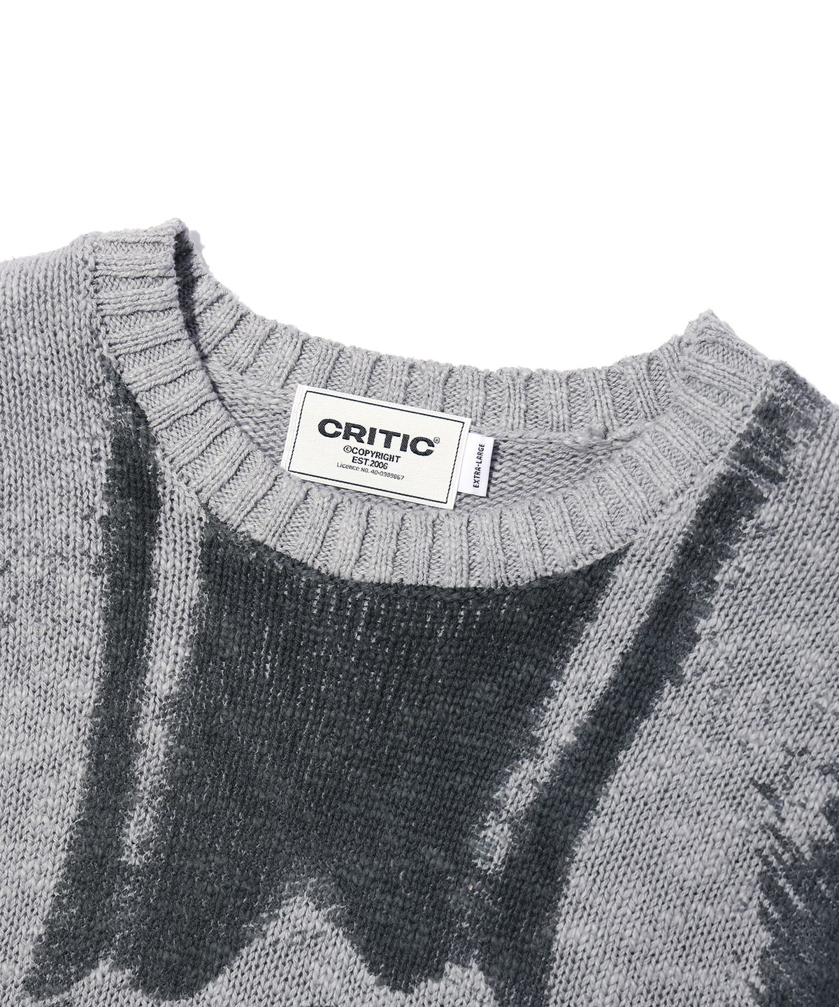 크리틱(CRITIC) VINTAGE WORMHOLE LONG SLEEVE KNIT GREY