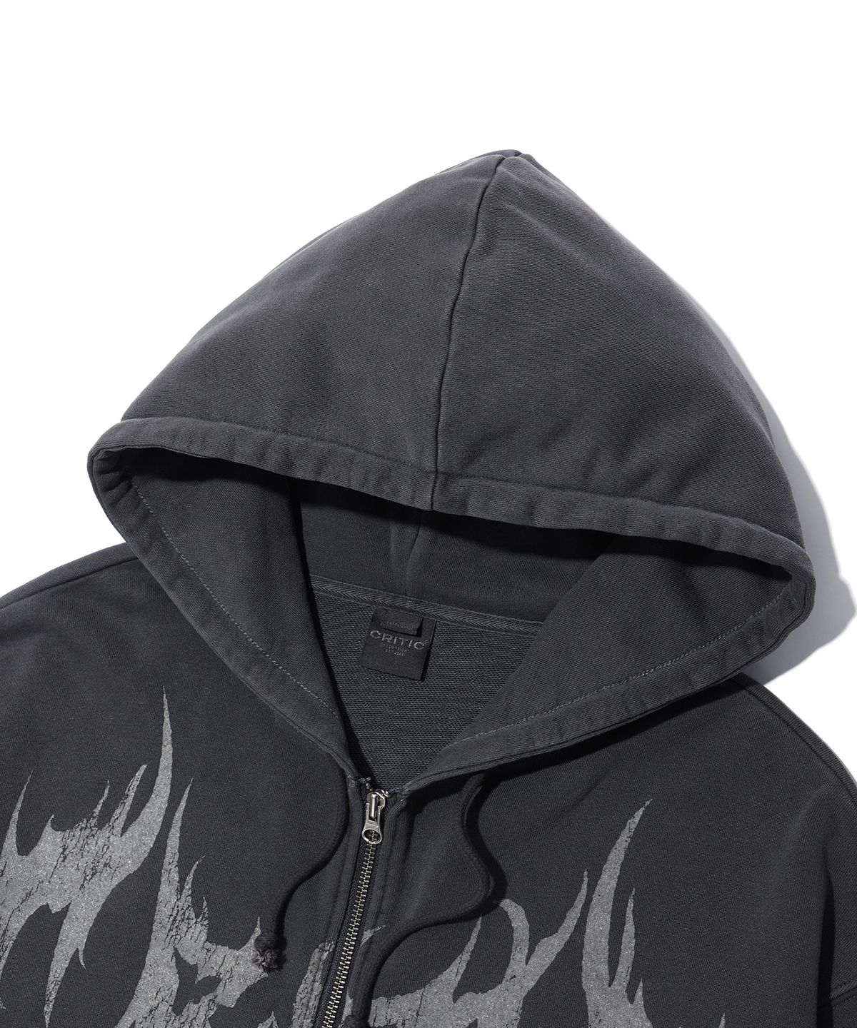 크리틱(CRITIC) PIGMENT GHOST HOODIE ZIP-UP CHARCOAL