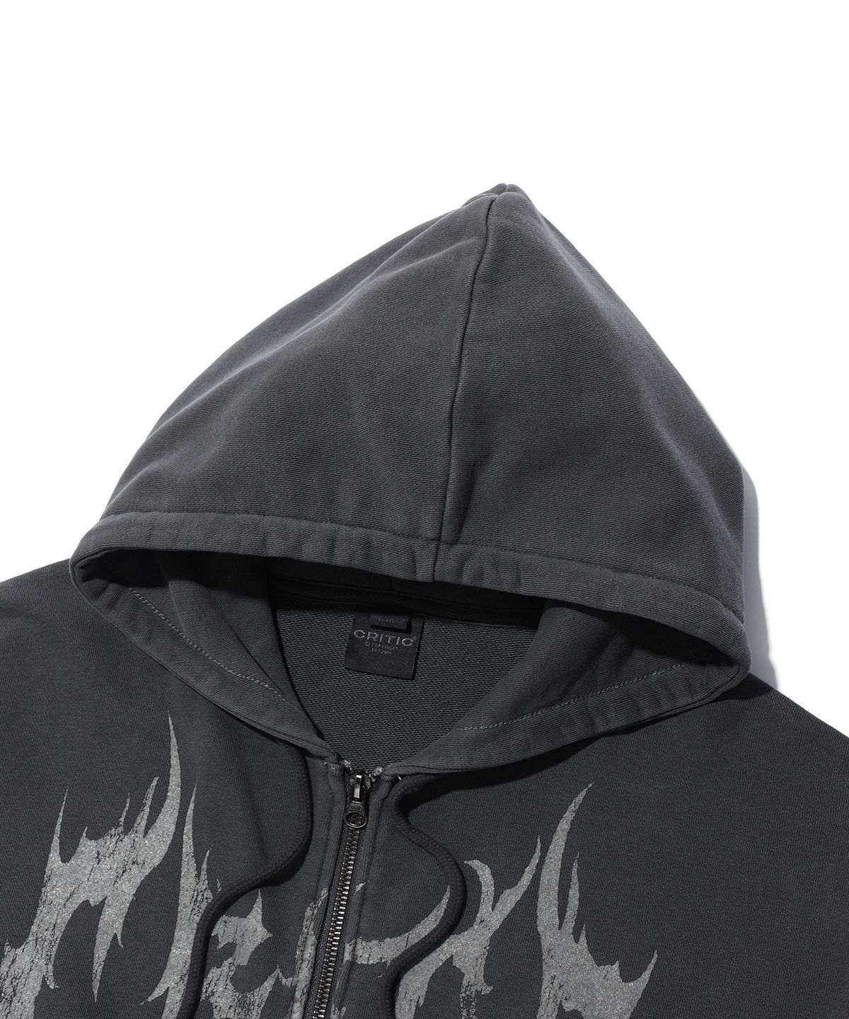 크리틱(CRITIC) PIGMENT GHOST HOODIE ZIP-UP CHARCOAL