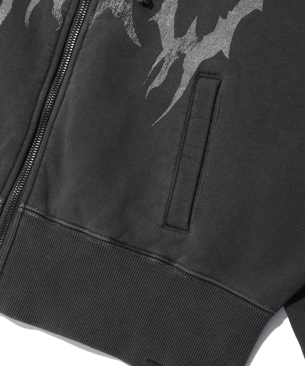 크리틱(CRITIC) PIGMENT GHOST HOODIE ZIP-UP CHARCOAL