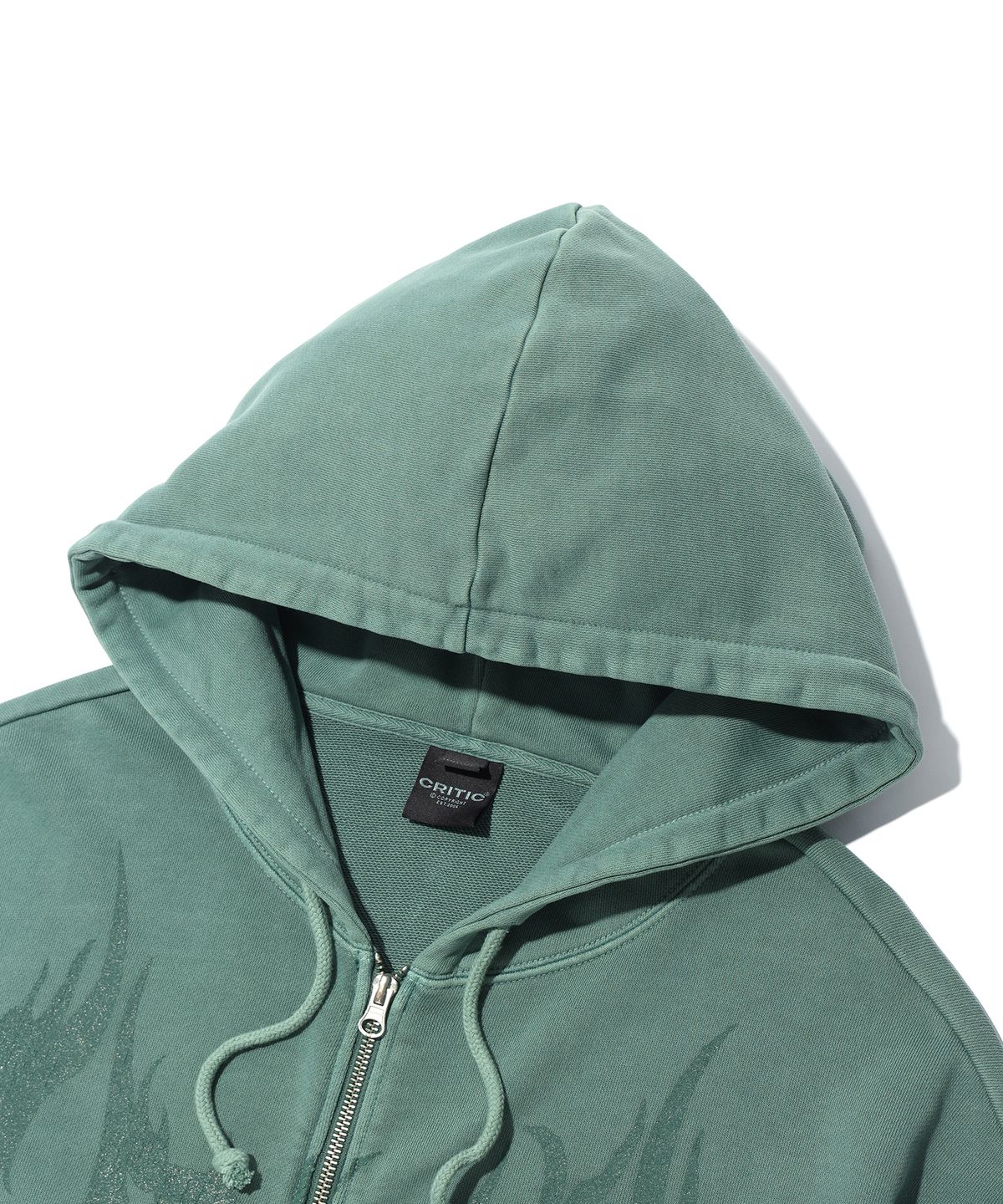 크리틱(CRITIC) PIGMENT GHOST HOODIE ZIP-UP KHAKI