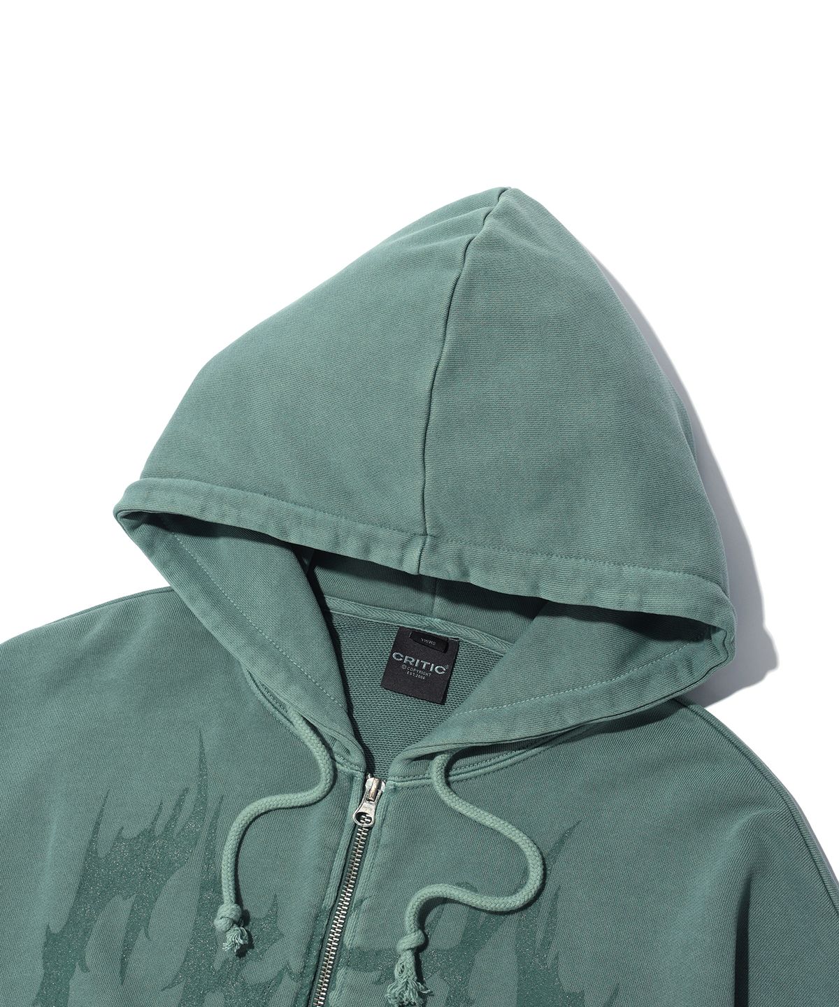 크리틱(CRITIC) PIGMENT GHOST HOODIE ZIP-UP KHAKI