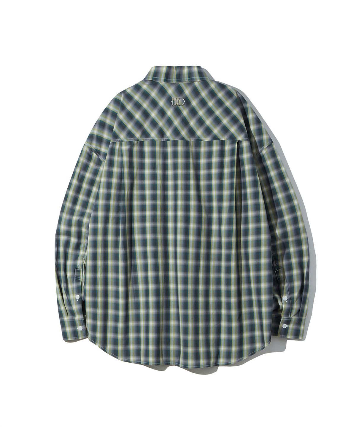 디써티원(DTHIRTYONE) Embroidered Ombre Check Shirt (TEAL GREEN)
