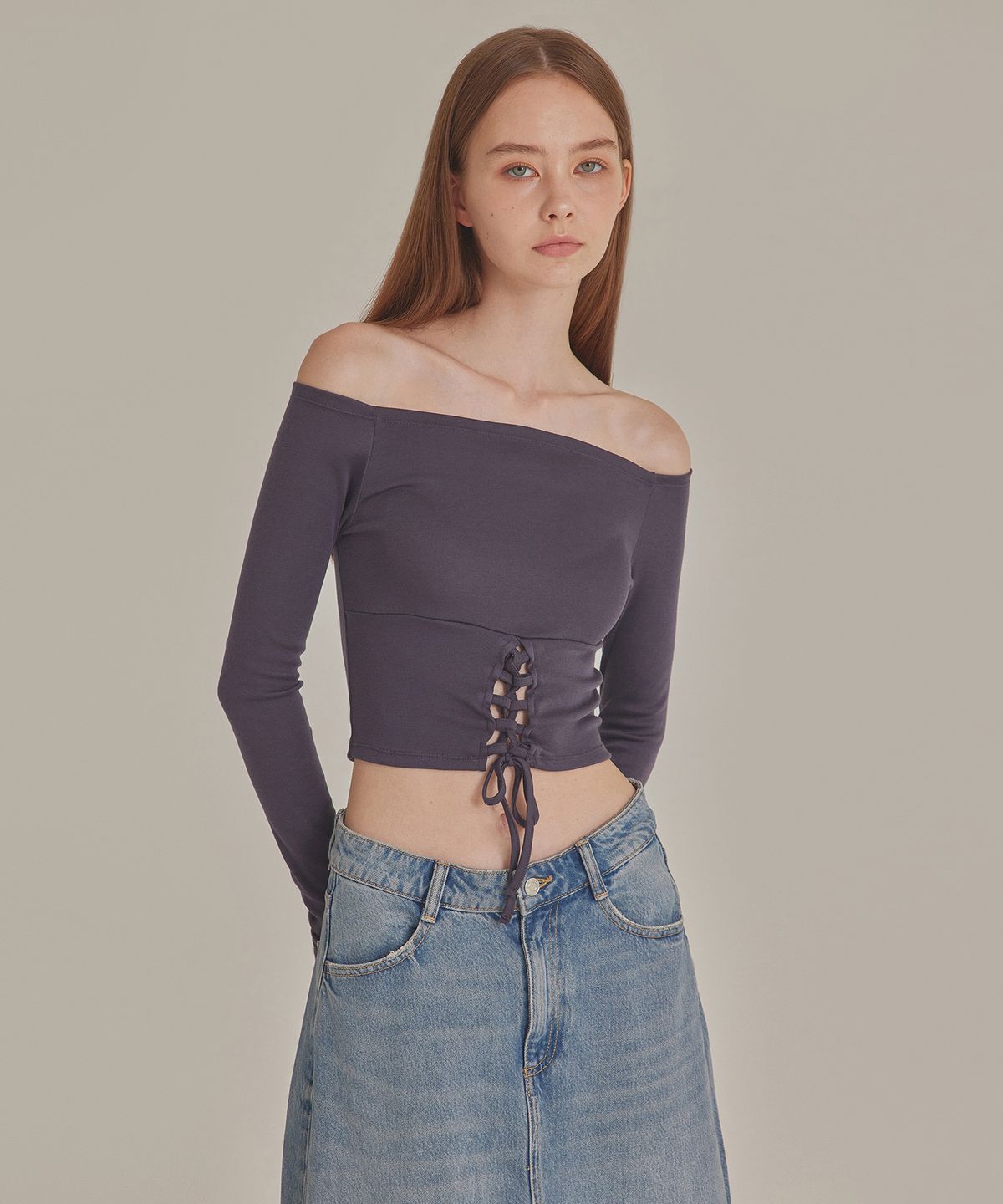 탑걸(TOPGIRL) LACE UP CORSET OFF SHOULDER TOP_T426TP119