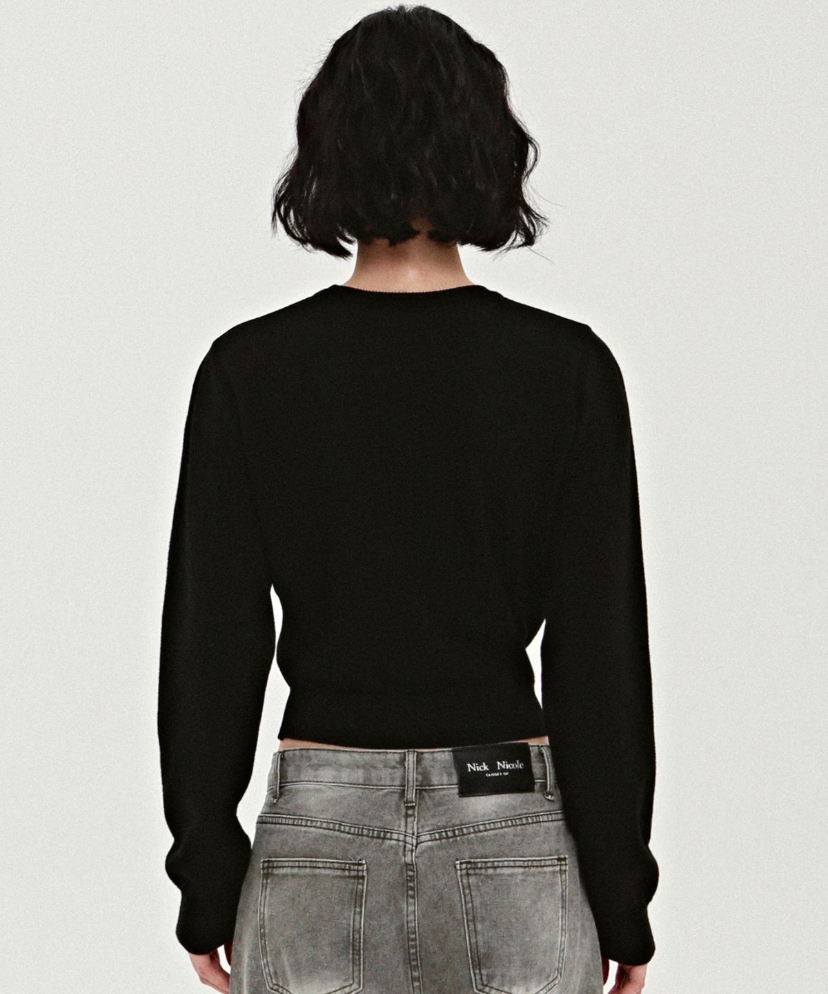 닉앤니콜(NICK&NICOLE) MINI BUTTERFLY SIGNATURE SLEEVE KNIT_BLACK PINK
