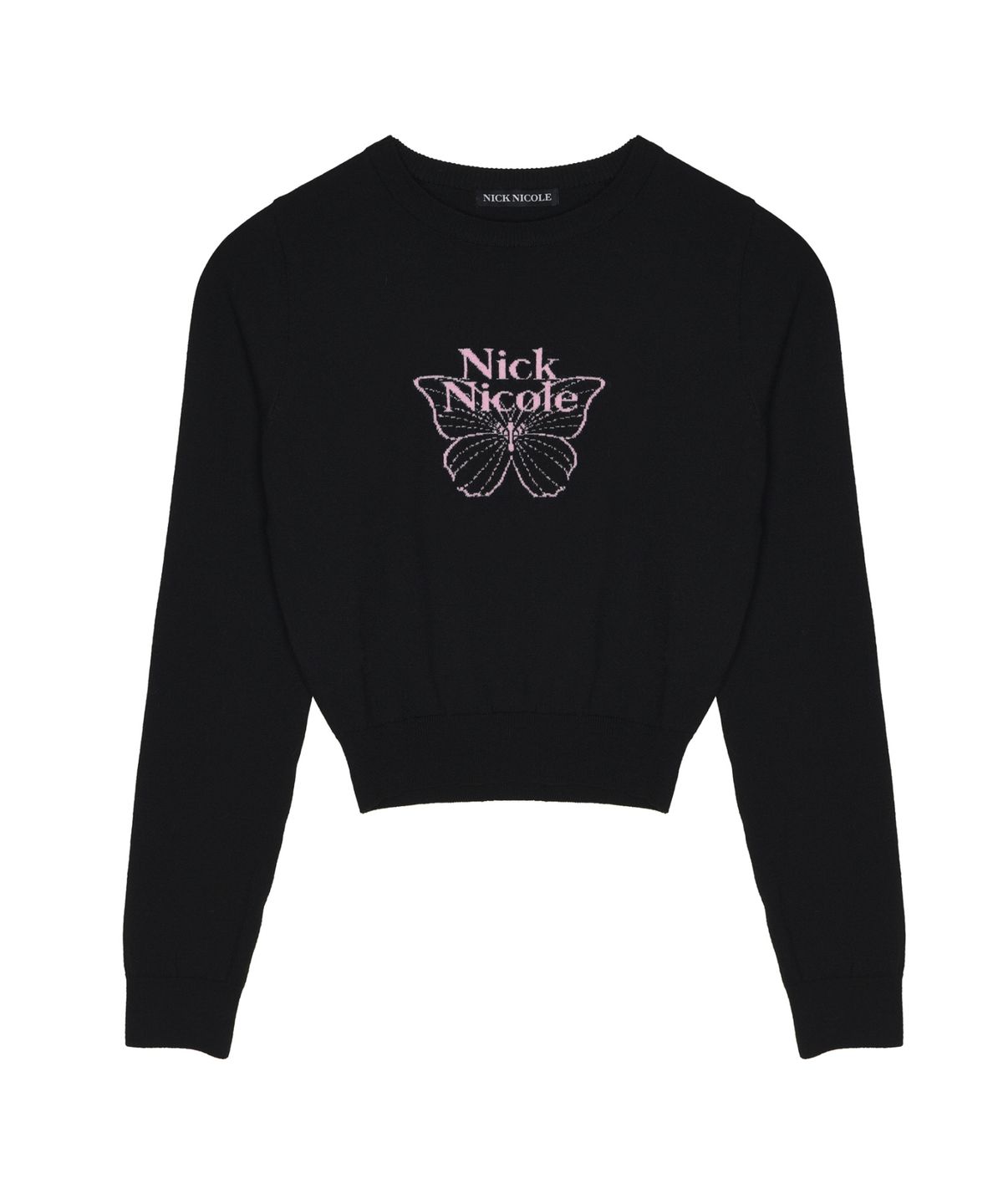 닉앤니콜(NICK&NICOLE) MINI BUTTERFLY SIGNATURE SLEEVE KNIT_BLACK PINK