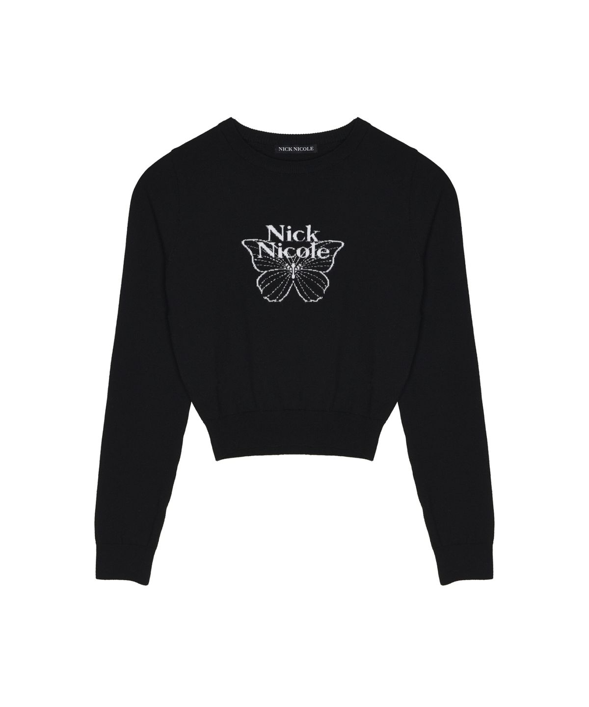닉앤니콜(NICK&NICOLE) MINI BUTTERFLY SIGNATURE SLEEVE KNIT_BLACK WHITE