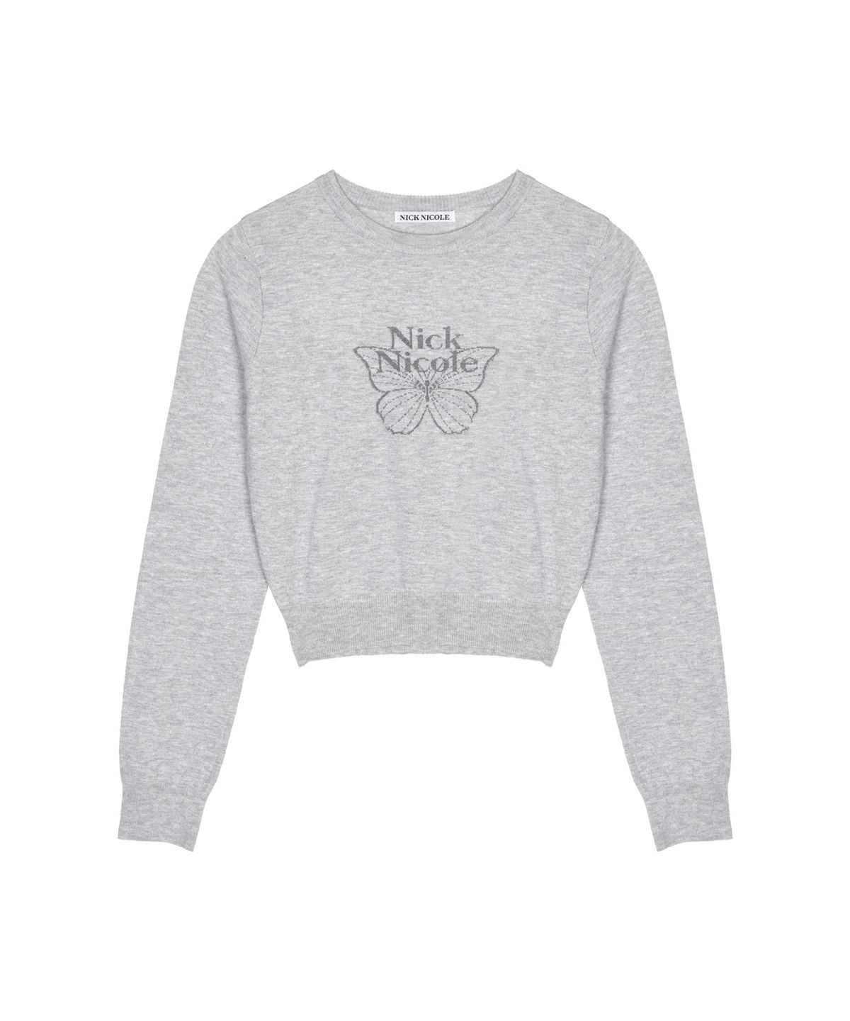 닉앤니콜(NICK&NICOLE) MINI BUTTERFLY SIGNATURE SLEEVE KNIT_GRAY