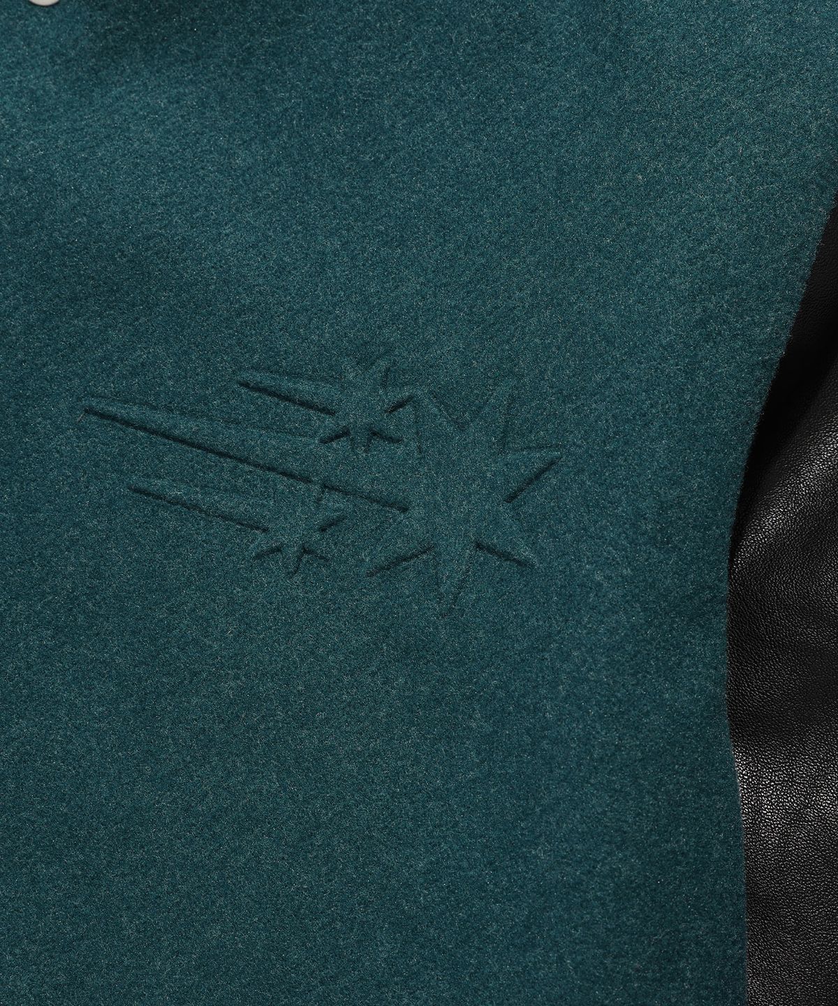 나이스고스트클럽(NICEGHOSTCLUB) EMBOSSED LOGO WOOL LEATHER VARSITY JACKET_GREEN(NG2EFUB930A)