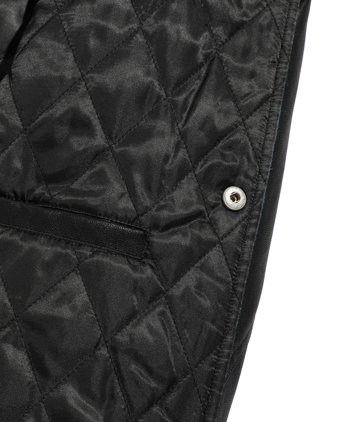 나이스고스트클럽(NICEGHOSTCLUB) EMBOSSED LOGO WOOL LEATHER VARSITY JACKET_GREEN(NG2EFUB930A)