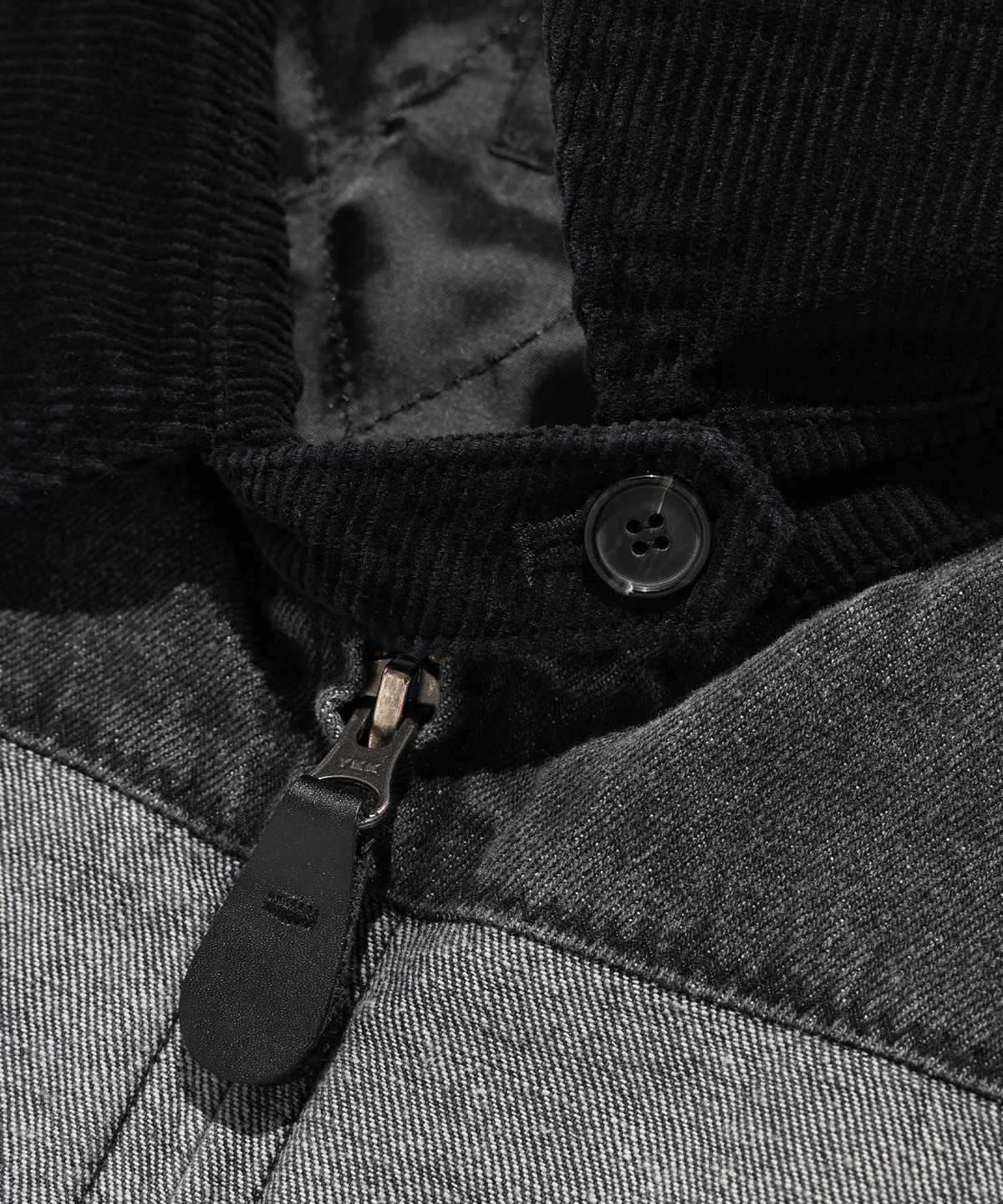 나이스고스트클럽(NICEGHOSTCLUB) DENIM PANEL QUILTING JACKET_BLACK(NG2EFUD110A)