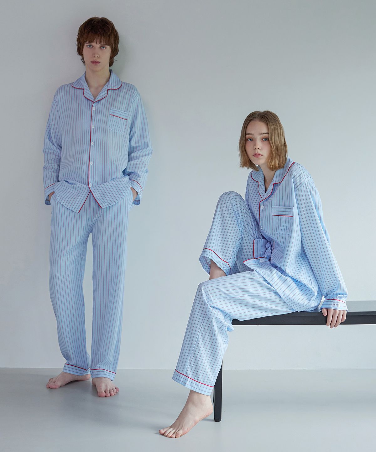 도씨(DOSSY) [2PACK] 실크핏 클로에 긴팔 커플 잠옷 세트