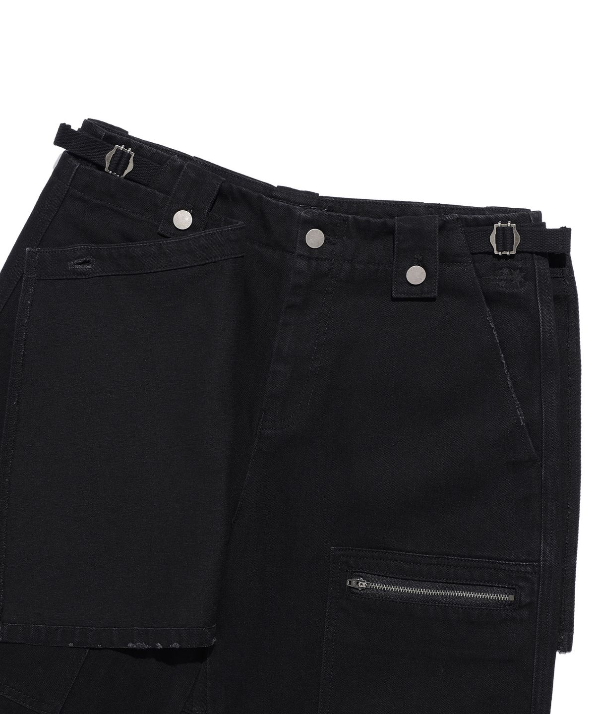 나이스고스트클럽(NICEGHOSTCLUB) APRON WASHED JEANS_BLACK(NG2EFUD112A)