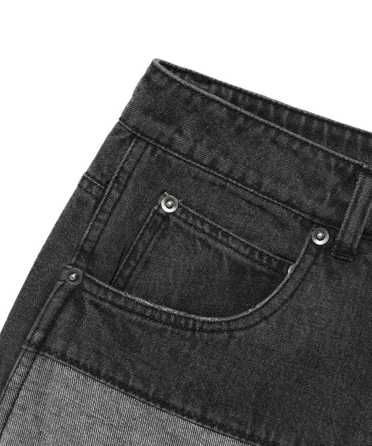 나이스고스트클럽(NICEGHOSTCLUB) PANEL STITCH JEANS_BLACK(NG2EFUD113A)
