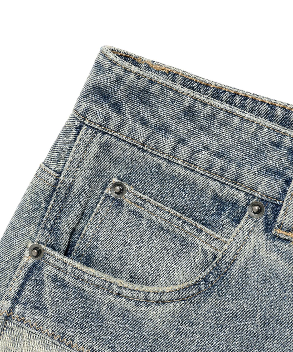 나이스고스트클럽(NICEGHOSTCLUB) PANEL STITCH JEANS_BLUE(NG2EFUD113A)