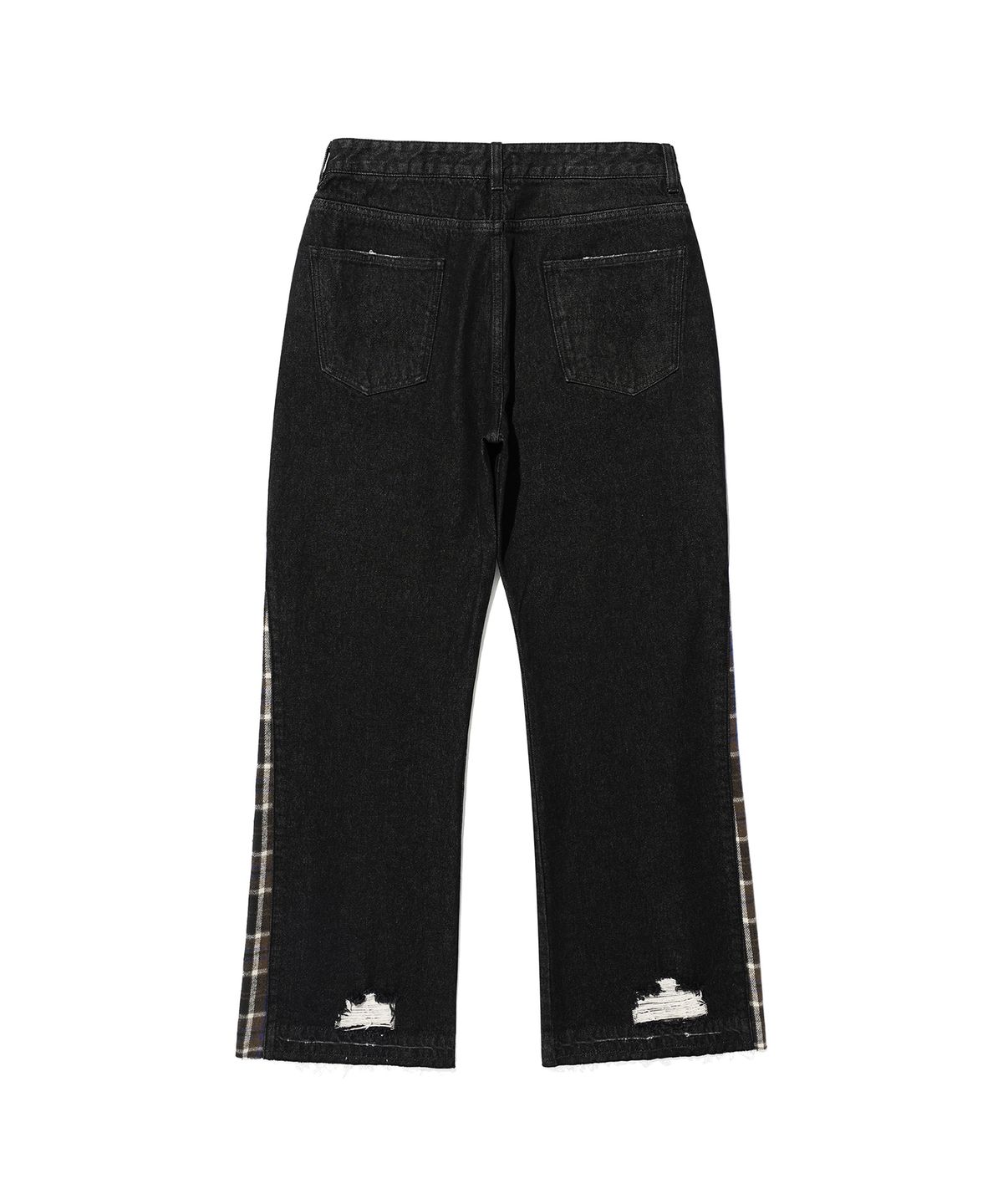 나이스고스트클럽(NICEGHOSTCLUB) SIDE CHECK PANEL BOOTSCUT JEANS_BLACK(NG2EFUD115A)