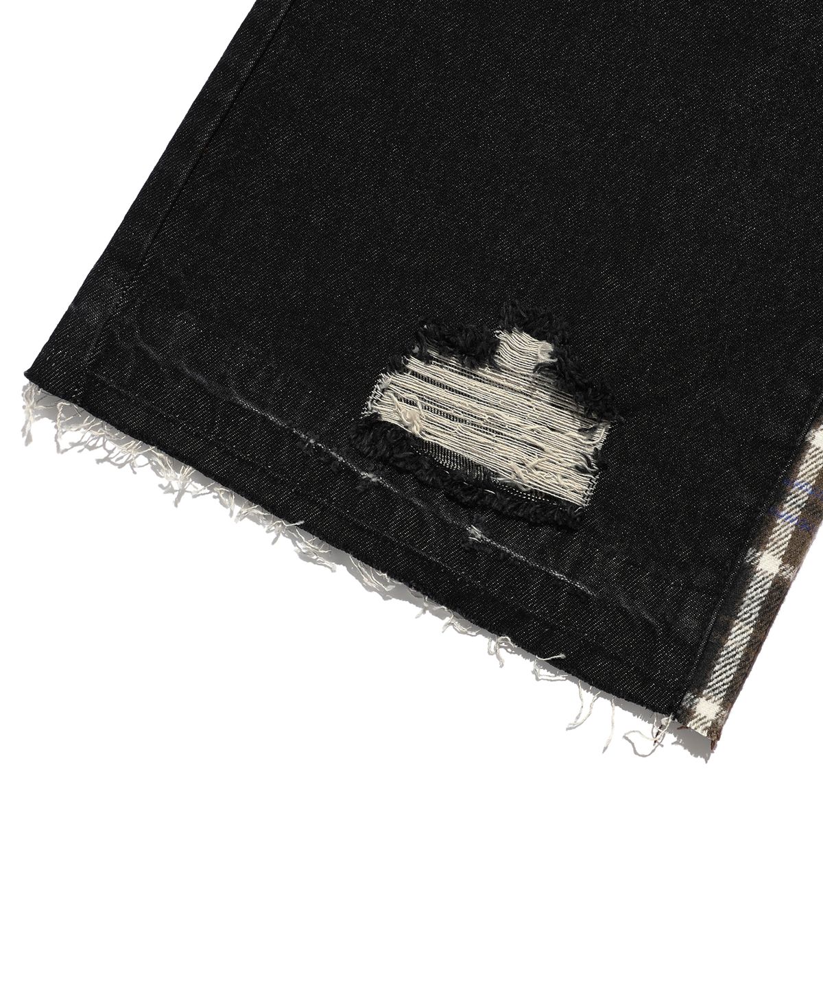 나이스고스트클럽(NICEGHOSTCLUB) SIDE CHECK PANEL BOOTSCUT JEANS_BLACK(NG2EFUD115A)
