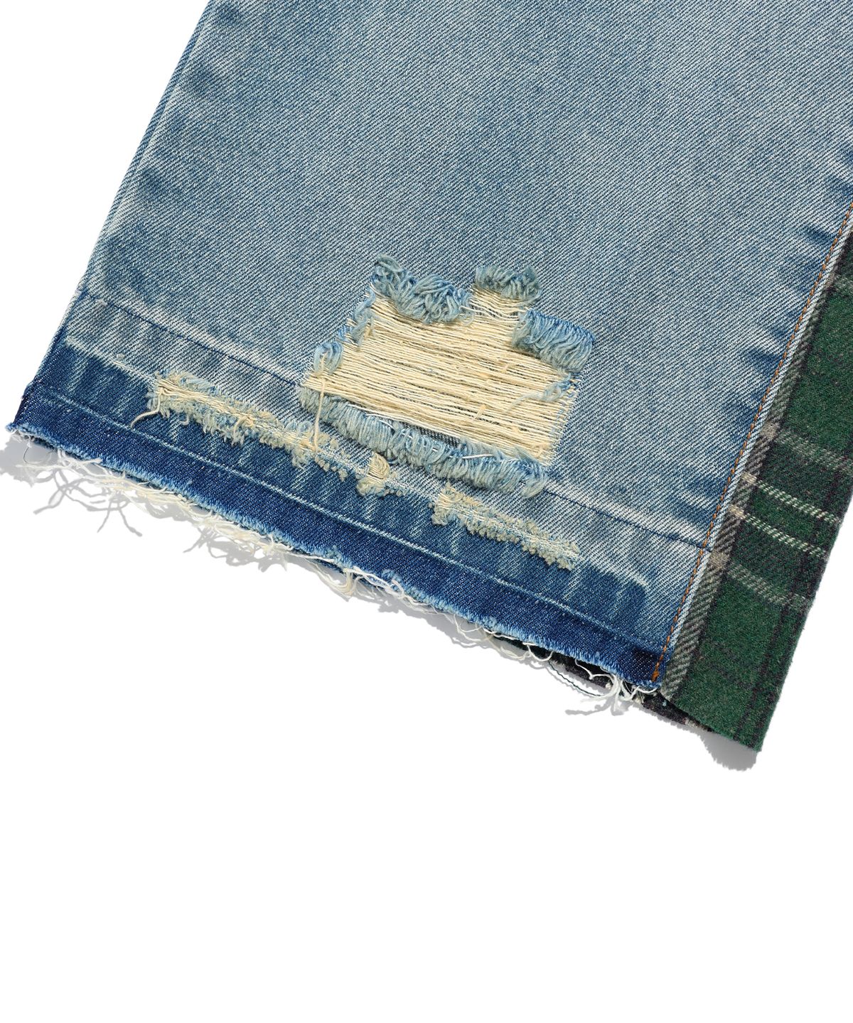 나이스고스트클럽(NICEGHOSTCLUB) SIDE CHECK PANEL BOOTSCUT JEANS_BLUE(NG2EFUD115A)
