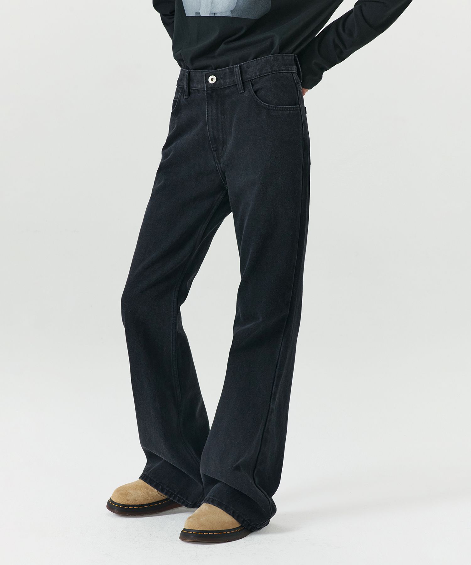 LEVAR ♥ Relaxed Boots Cut Denim /追跡付 MUSINSA | LEVAR Relaxed Boots Cut Denim - Black