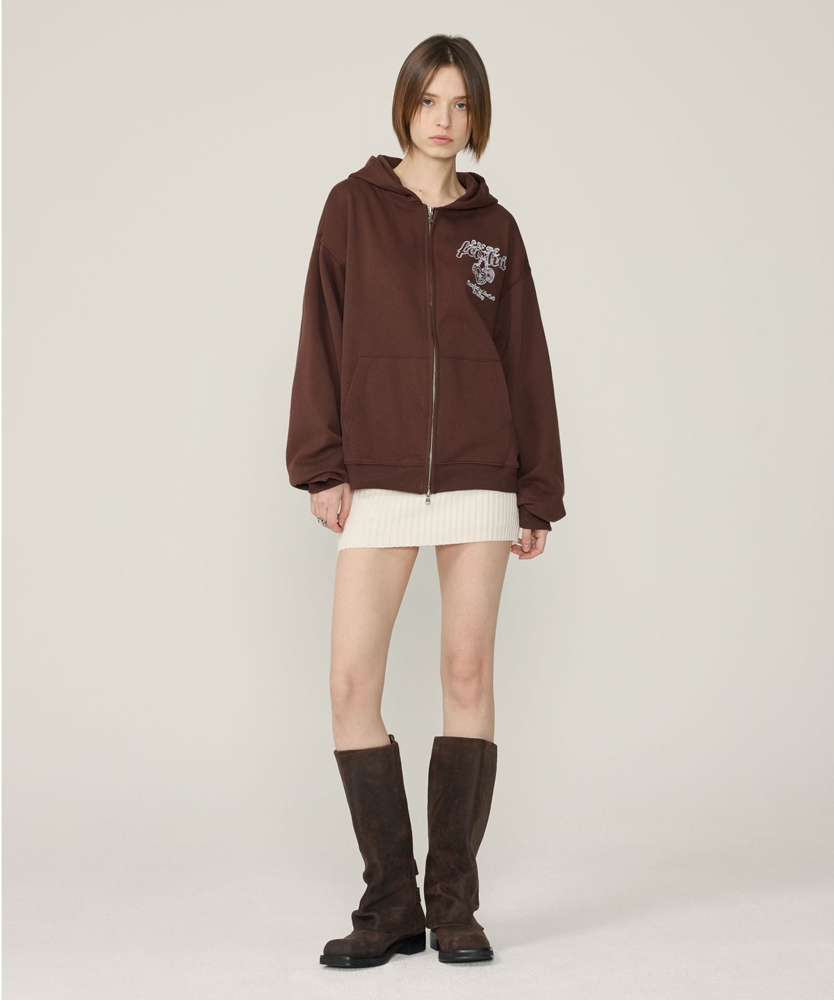 페이헤이(FEIHEI) LOVE’S HANDCUFFS HOOD ZIPUP BROWN
