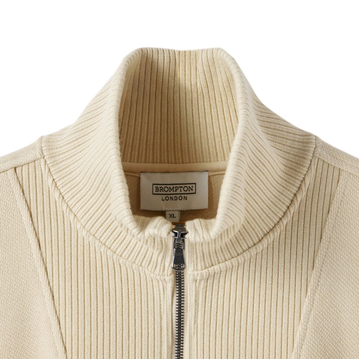 브롬톤 런던(BROMPTON LONDON) DIAGONAL JACQUARD HALF ZIP SWEAT T-SHIRT - BUTTER (P244USW433)