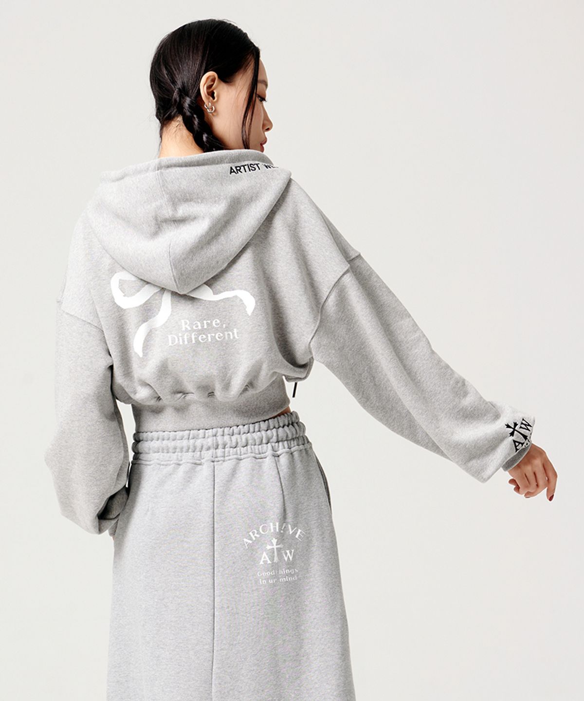 아티스트웨어(ARTISTWEAR) [세트상품] ATW 브링잇온 크롭 후드집업 + 브링잇온 롱스커트