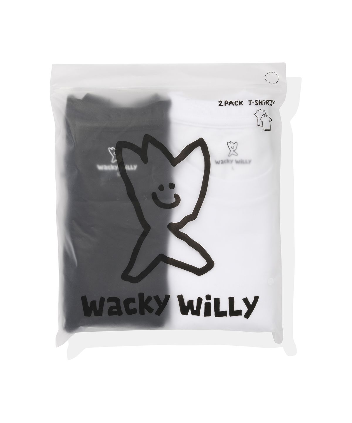 와키윌리(WACKY WILLY) [2PACK] 로고 반팔 티셔츠 화이트/블랙