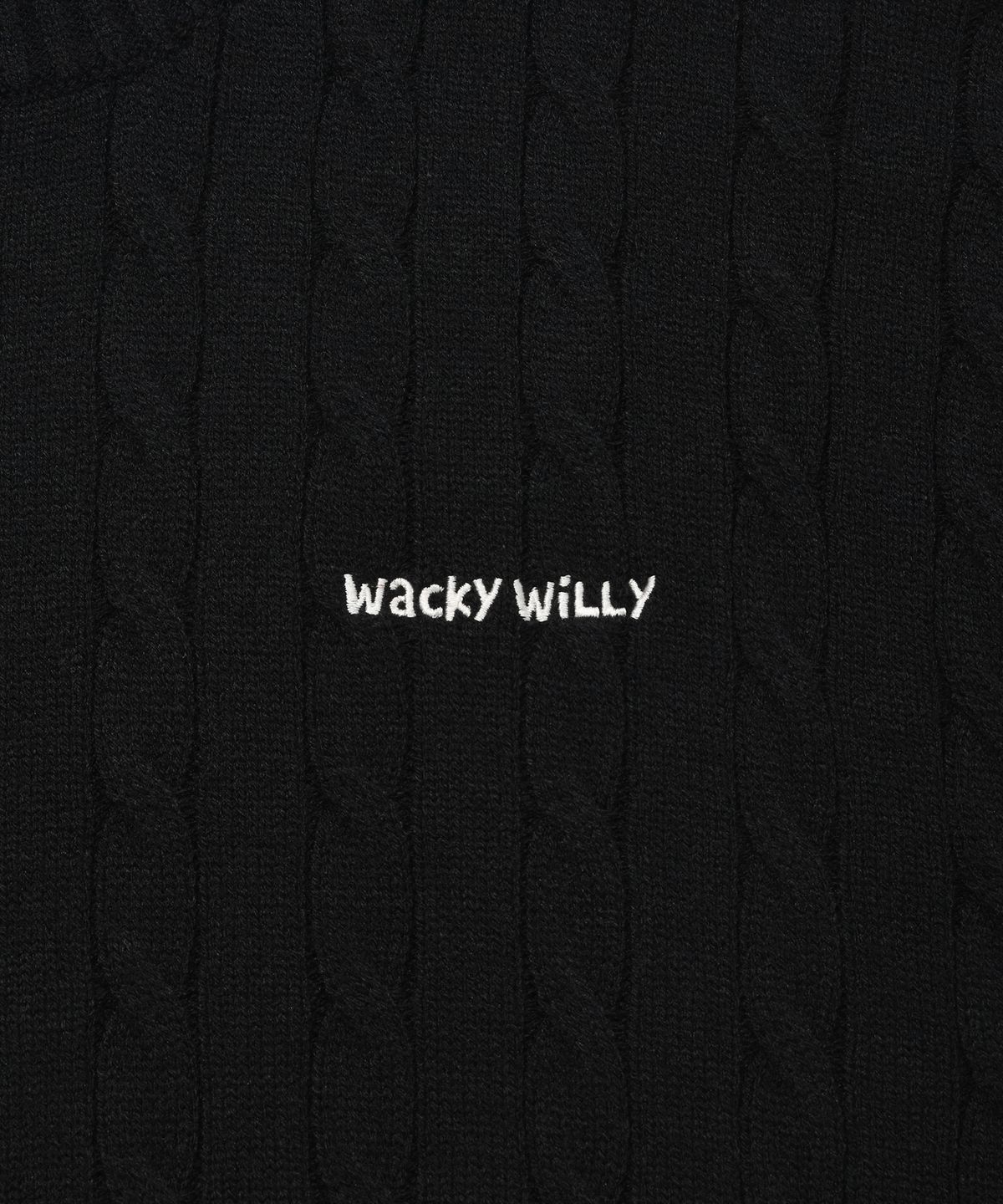 와키윌리(WACKY WILLY) 베이직 케이블 조직 풀오버 블랙