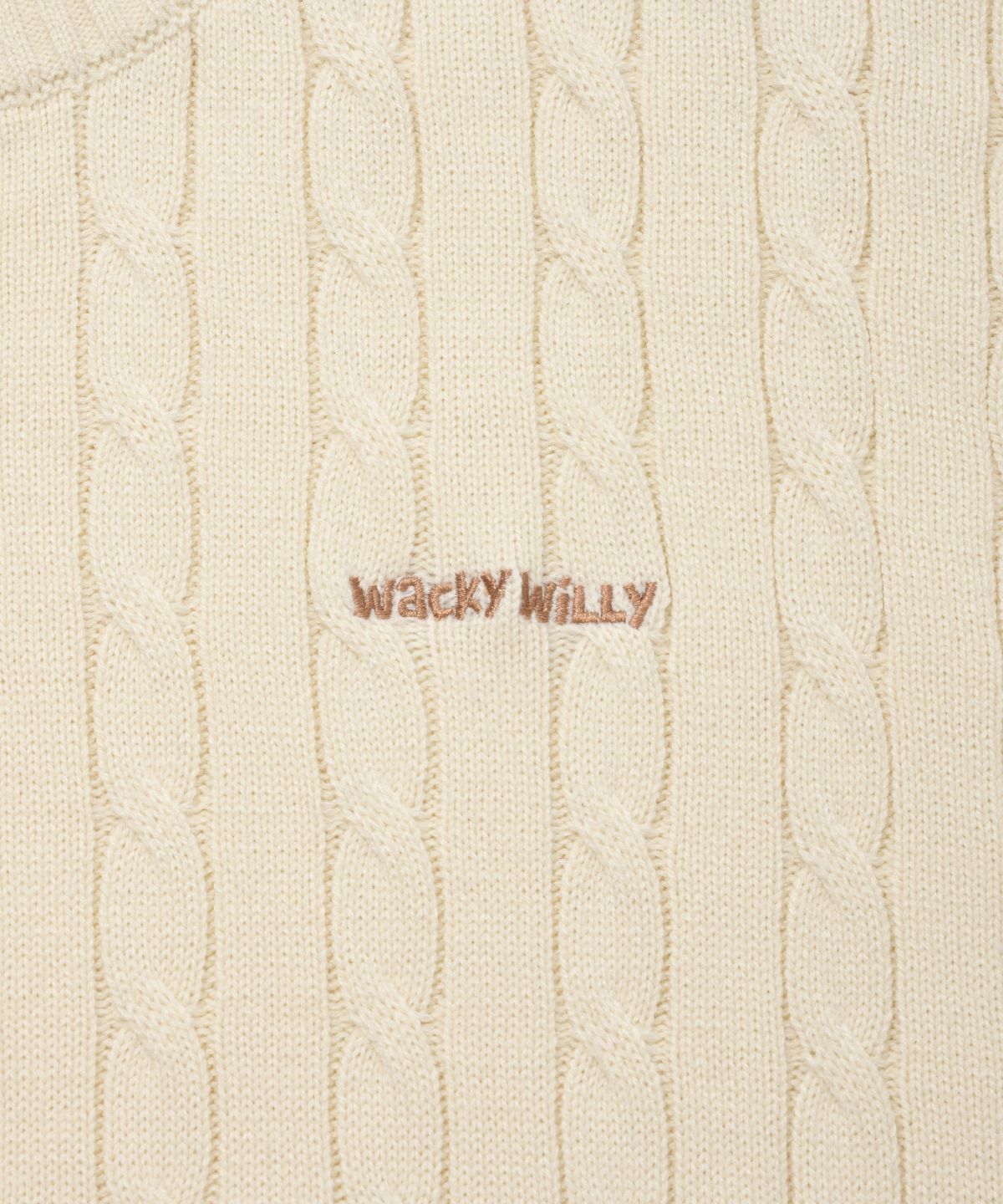 와키윌리(WACKY WILLY) 베이직 케이블 조직 풀오버 크림