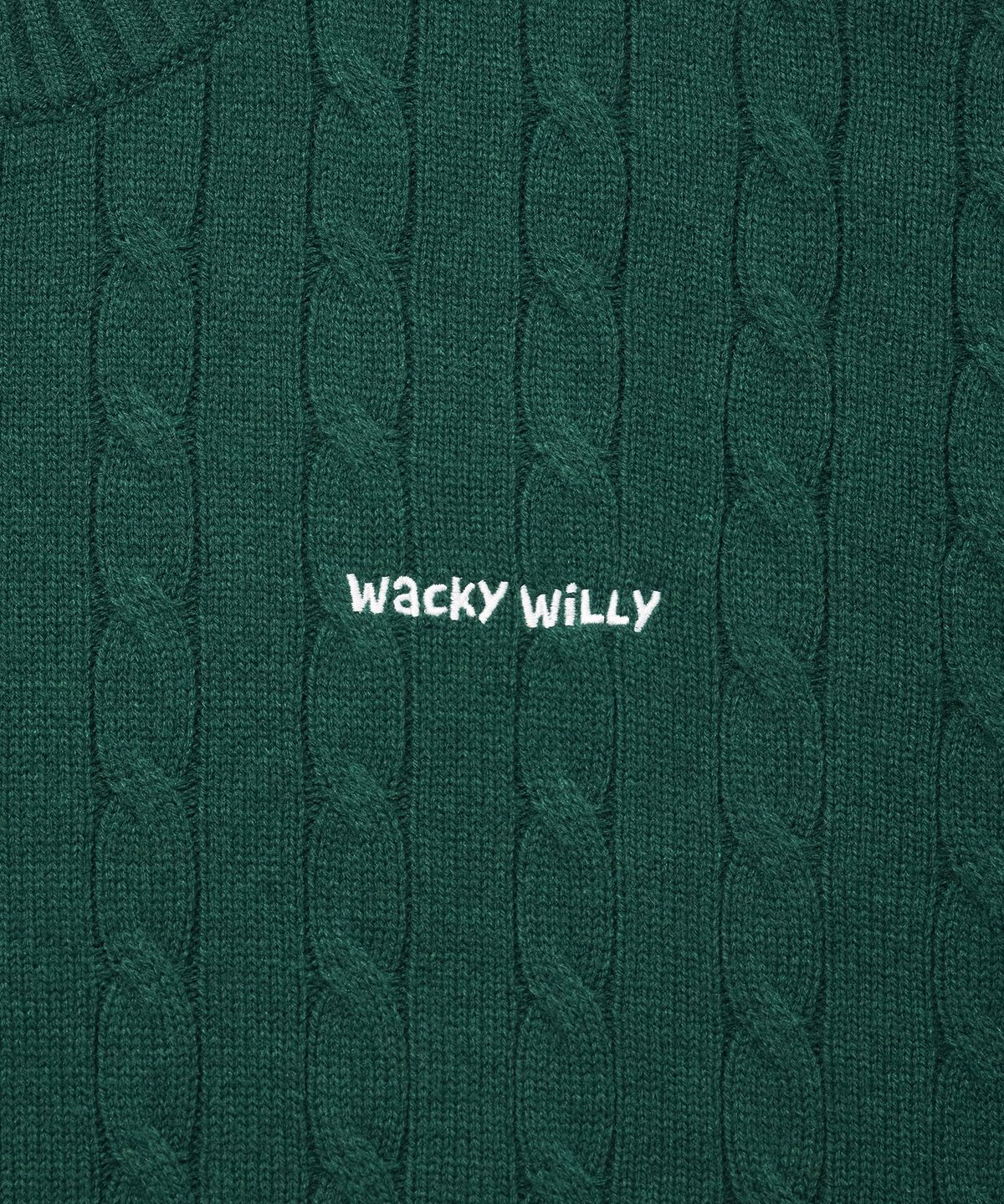 와키윌리(WACKY WILLY) 베이직 케이블 조직 풀오버 그린