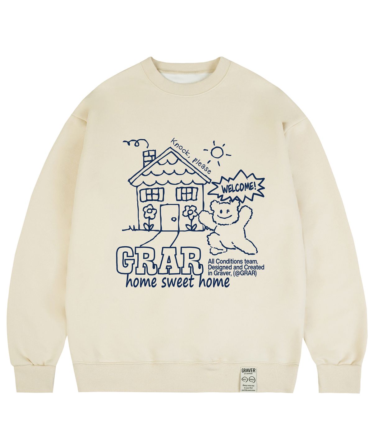 그레이버(GRAVER) [UNISEX]SWEET-HOME 맨투맨_크림