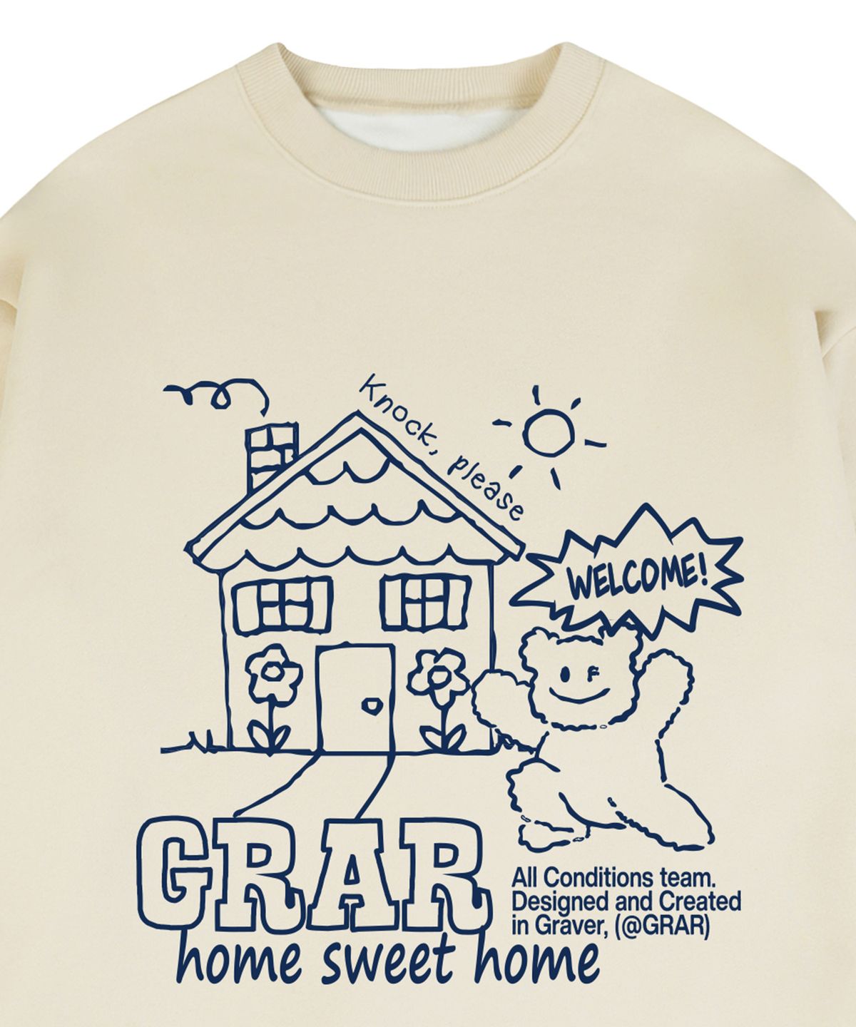 그레이버(GRAVER) [UNISEX]SWEET-HOME 맨투맨_크림