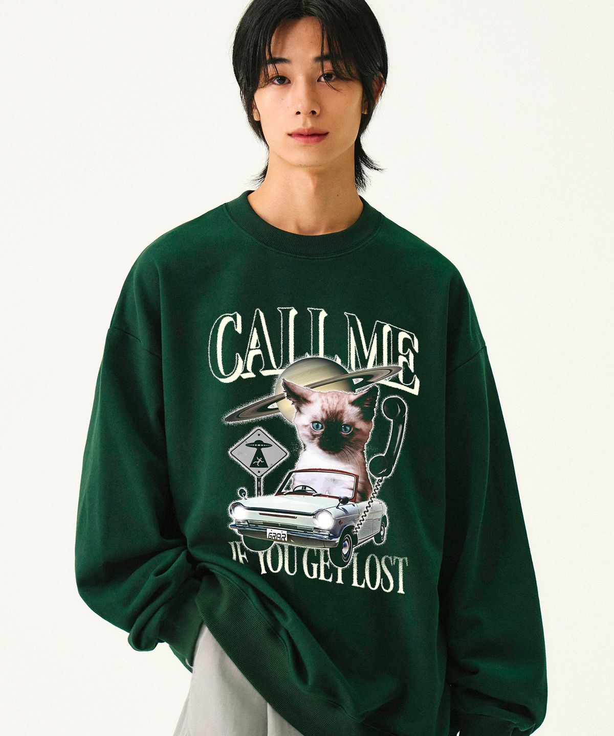 그레이버(GRAVER) [UNISEX]CALL-ME 맨투맨_그린