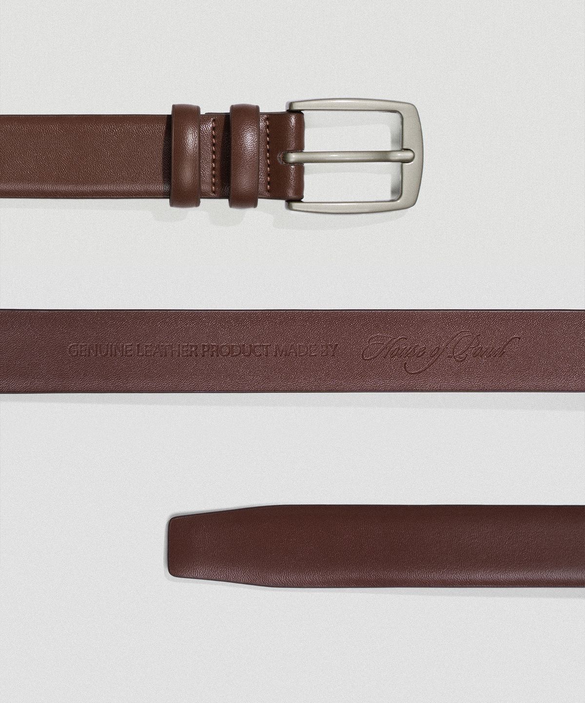 하우스 오브 폰드(HOUSE OF POND) Cow leather square belt (Brown)