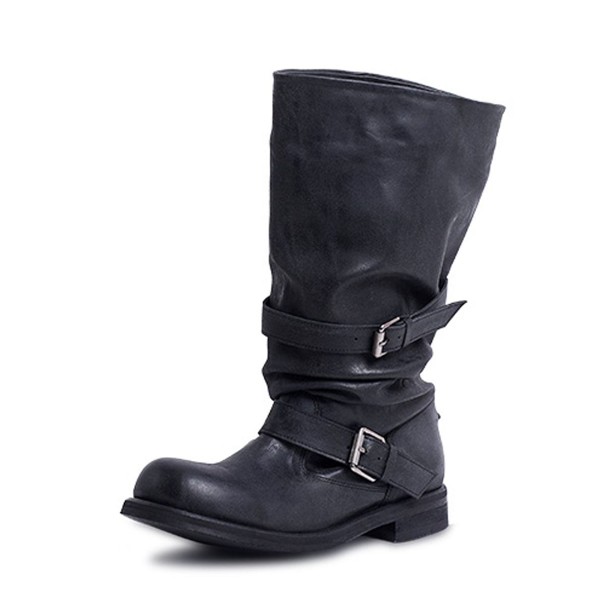 네거티브쓰리(NEGATIVE THREE) Slouchy Long Boot_Washed Black