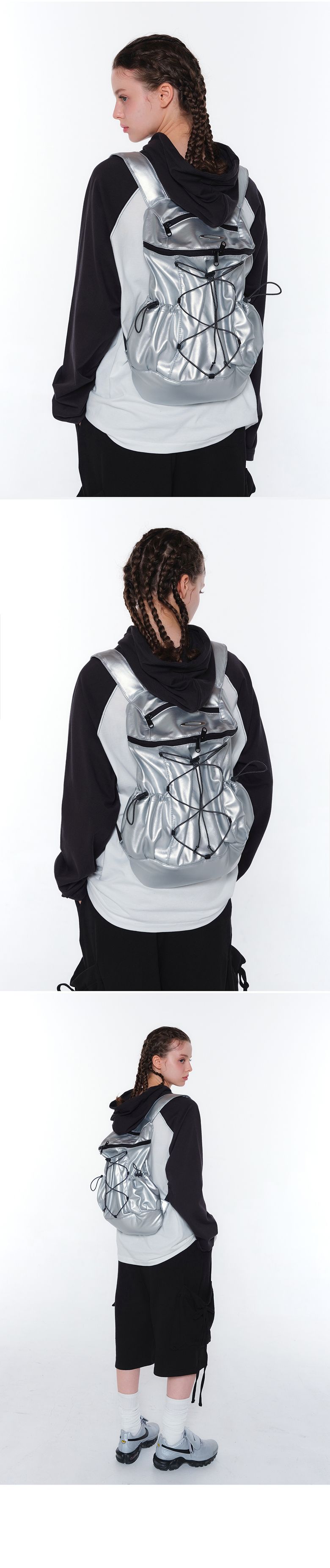 MUSINSA | NOIAGO NOI1386 String Symbol Backpack (Silver)