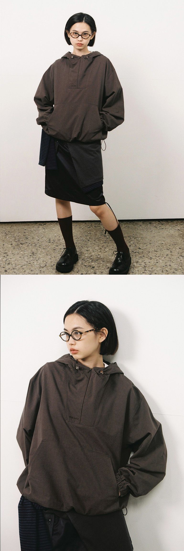 MUSINSA公式 | OHESHIO HOODED ANORAK, BROWN