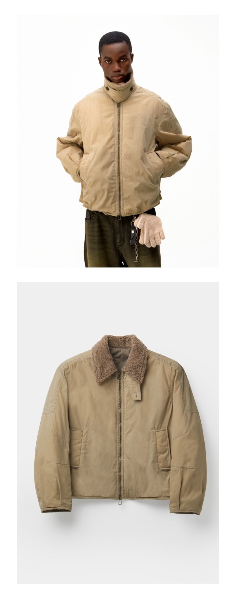 MUSINSA公式 | COOR Waxed Cotton Washed Deck Bomber (Sand Beige)