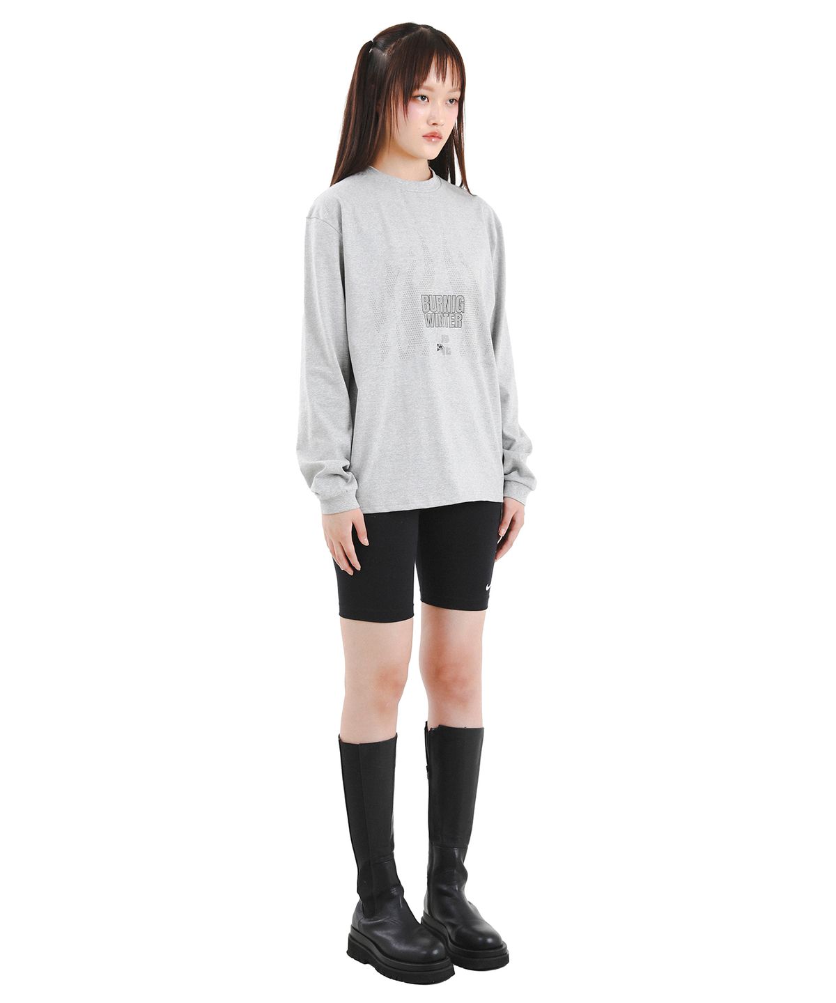 카타르시스(KATHARSIS) 버닝 윈터 라운드 티셔츠 그레이 ONE SIZE